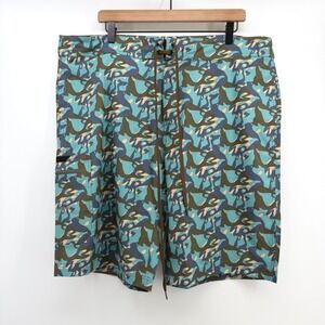 Grundens Board Shorts Mens 40x10 Blue Camo Stretch Fishing Swim Trunks Beachwear